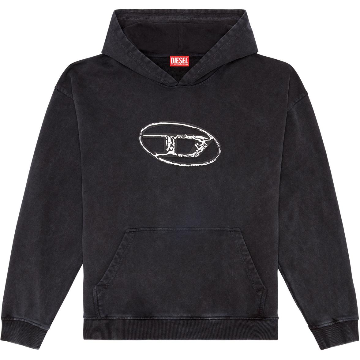 DIESEL SS24  Black Loose Fit Hoodie with Front Letter Print. A152670TJAZ-9XX 圖 2