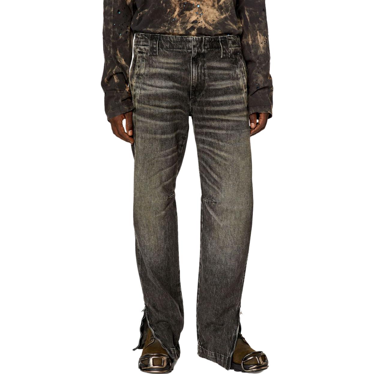 DIESEL SS24  Black Mid-High Waist Vintage Straight Zip Hem Jeans A130440GHAA-02 圖 5