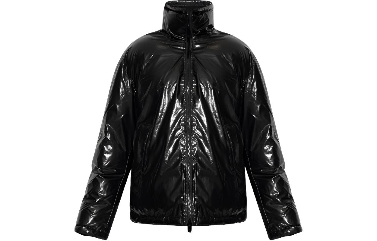 DIESEL SS24  Black Stand Collar Logo Print Zip-Up Cotton Jacket. A106070JKKL-9XXA