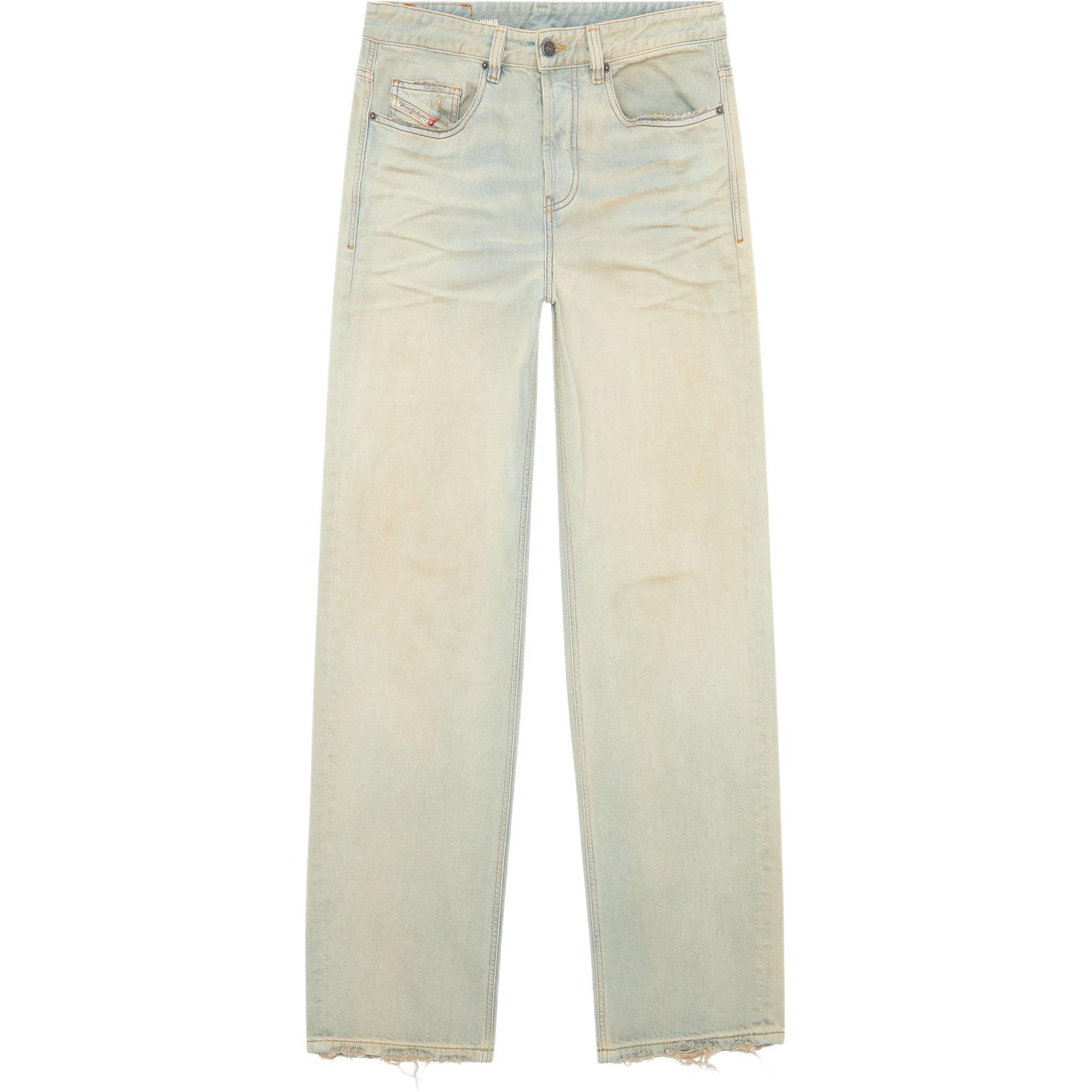 DIESEL SS24  Blue Distressed Loose Straight-Leg Zipper Jeans. A1159809H6-001