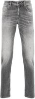 DIESEL SS24 Distressed Straight-Leg Zipper Jeans Grey A0359409H7002 DIESEL SS24 Distressed Straight-Leg Zipper Jeans Grey A0359409H7002