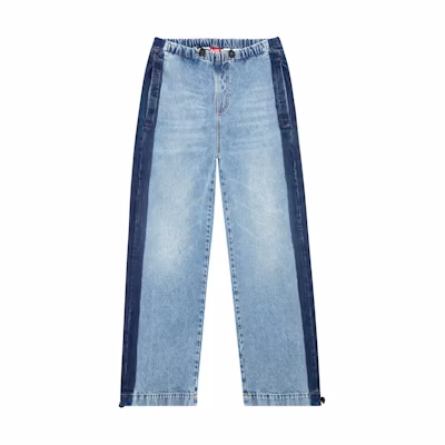 DIESEL SS24 Light Blue Straight-Leg Jeans with Fringe & Elastic Waist. A131550GHAC-01