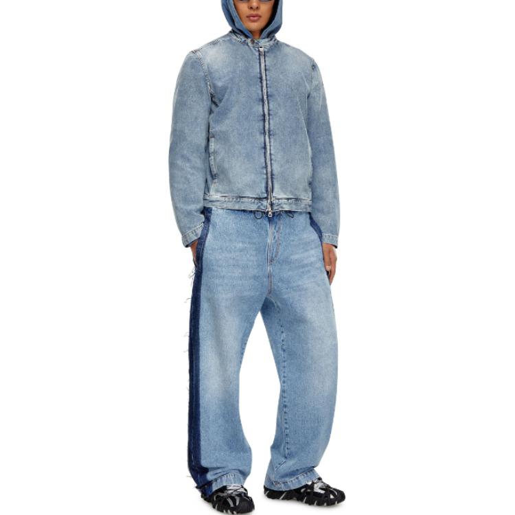 DIESEL SS24  Light Blue Straight-Leg Jeans with Fringe & Elastic Waist. A131550GHAC-01 圖 3