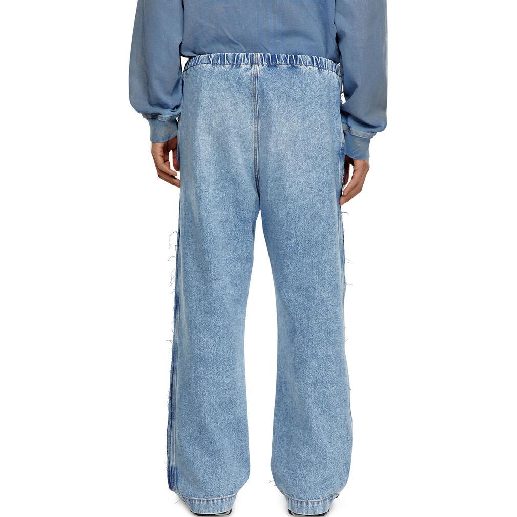 DIESEL SS24  Light Blue Straight-Leg Jeans with Fringe & Elastic Waist. A131550GHAC-01 圖 4