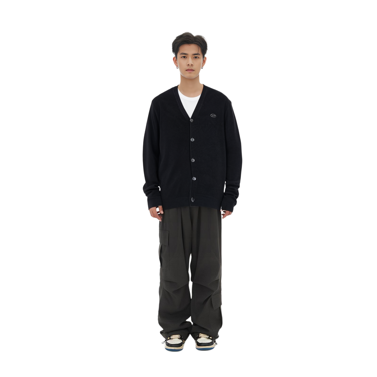 Details for DIESEL SS24  Loose Fit Black Knit Cardigan with Oval Cut-out Design. A130040GEAY-9XX