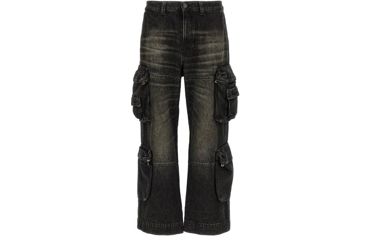 Order DIESEL SS24 Seluar Kargo Loose Fit dengan Zip Hitam A130880GHA-A02