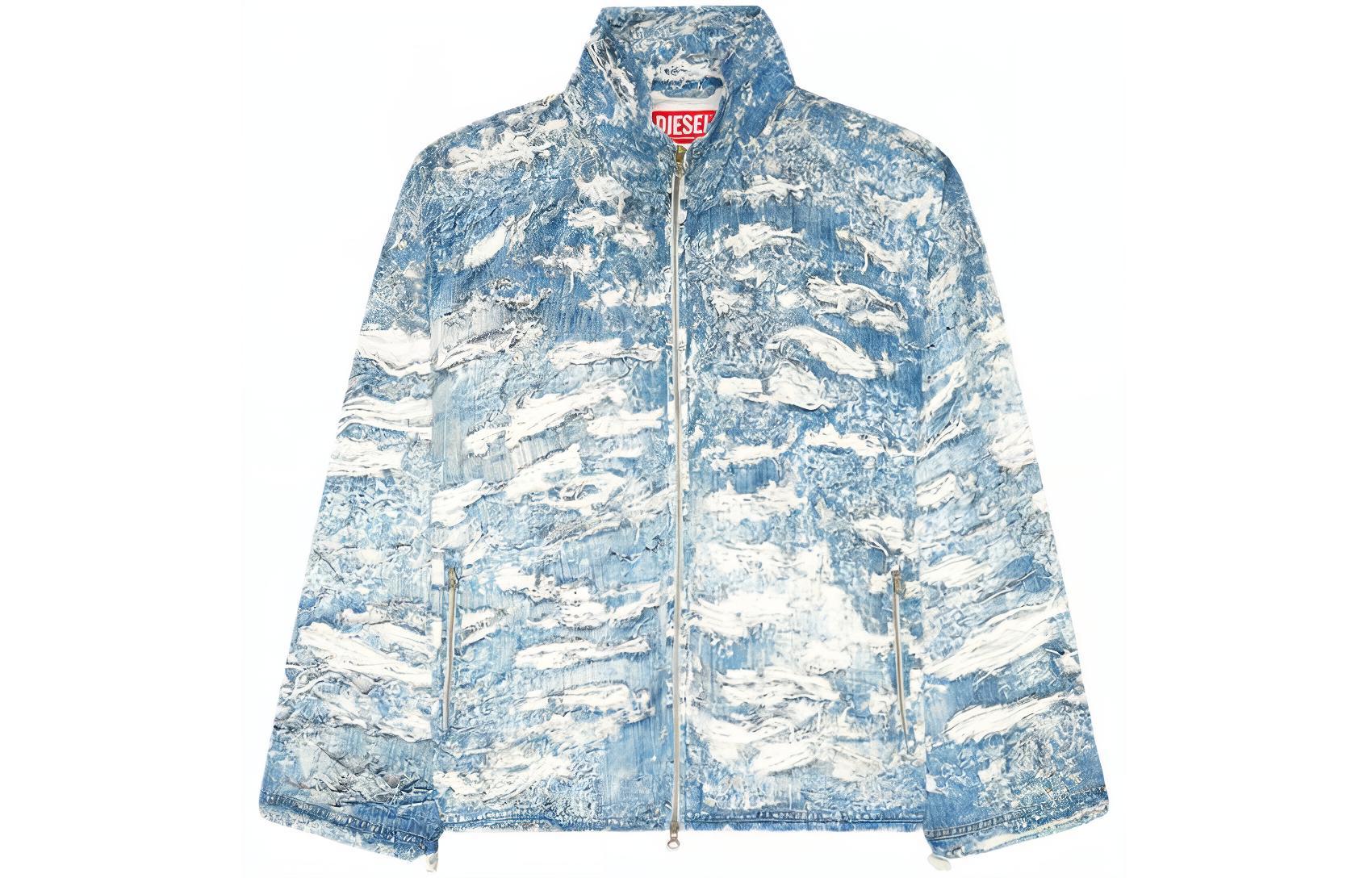 DIESEL SS24  Loose Fit Zip High Neck Jacket Light Blue A128490IMAF-01