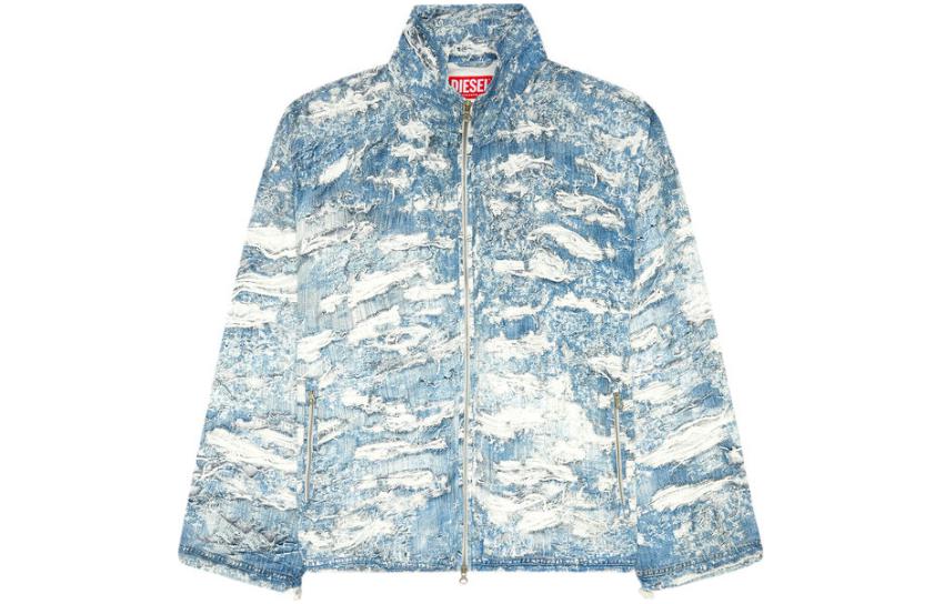 Order 디젤 SS24 루즈핏 하이넥 집업 재킷 라이트 블루 A128490IMAF-01