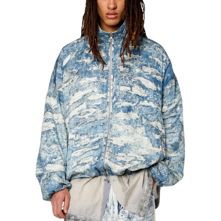 Lookbook 디젤 SS24 루즈핏 하이넥 집업 재킷 라이트 블루 A128490IMAF-01