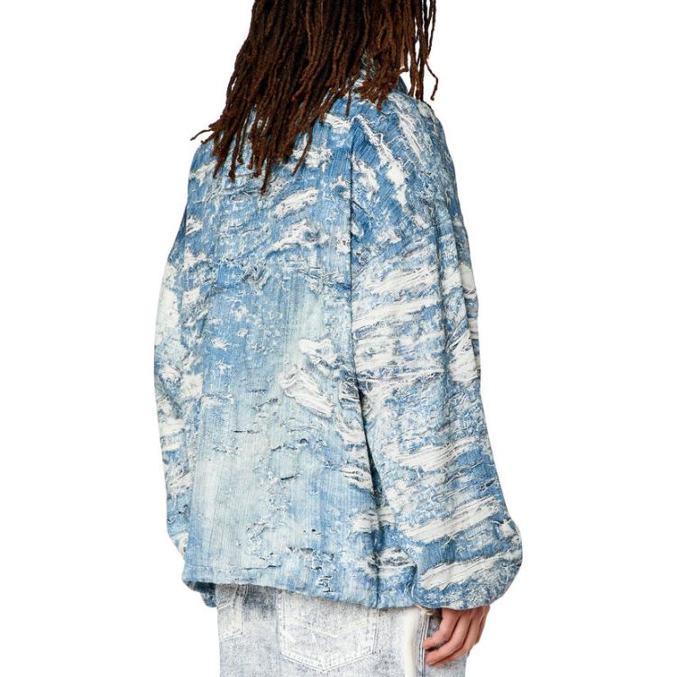 Shop 디젤 SS24 루즈핏 하이넥 집업 재킷 라이트 블루 A128490IMAF-01