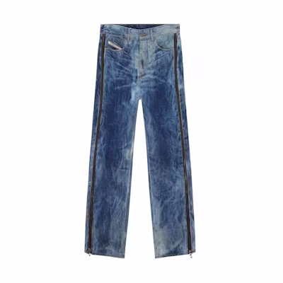DIESEL SS24 Loose Straight Button Jeans in Mid Blue. A137970PGAX-01