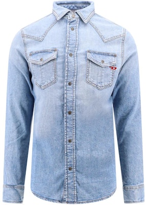 DIESEL SS24 Slim Fit Kemeja Lengan Panjang Oval-D Kancing Biru A126220DQA-I01 Order DIESEL SS24 Slim Fit Kemeja Lengan Panjang Oval-D Kancing Biru A126220DQA-I01