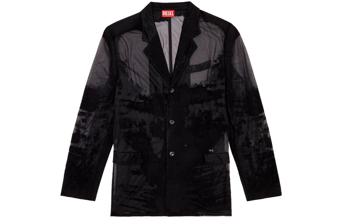 Diesel SS24 Black Collared Split-Pocket Jacket A138770LKAK-9XXA