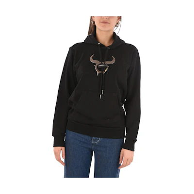 Diesel SS24 Black Hoodie with Letter Applique Unisex Design P007680HAYT