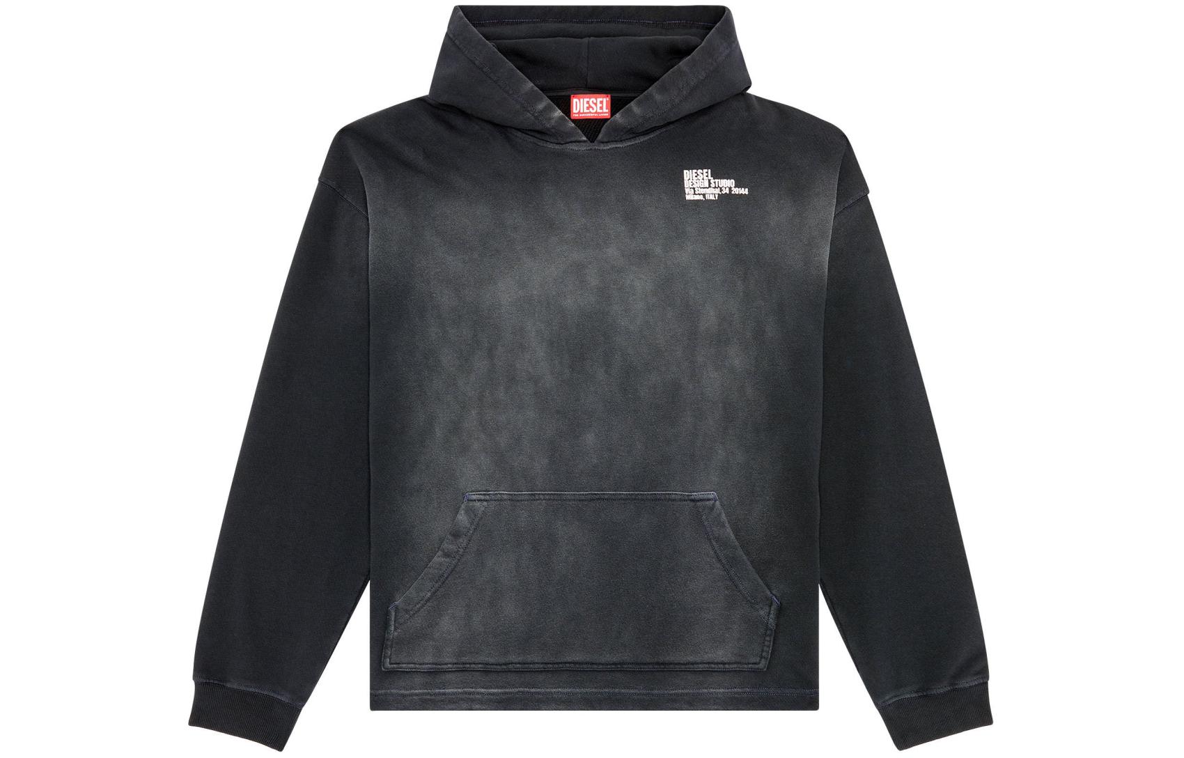 Diesel SS24 Black Oversized Hoodie with Kangaroo Pocket A123620JPAB-9XX