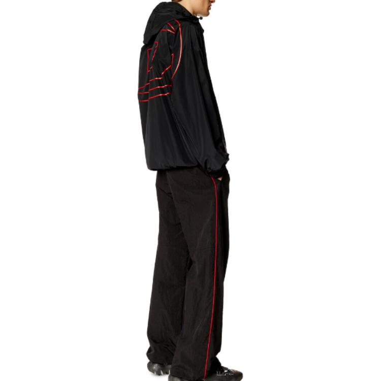 Shop Diesel SS24 黑色印花拉鏈連帽外套 A125920IMAY-9XX