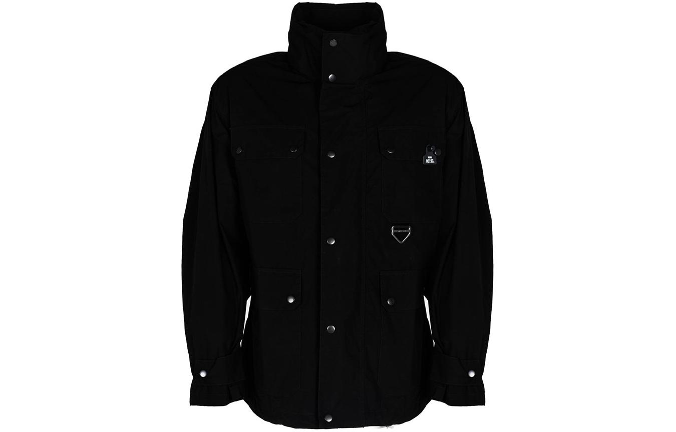 Diesel SS24 Black Solid Single-Breasted Stand Collar Jacket A000350-TAYE