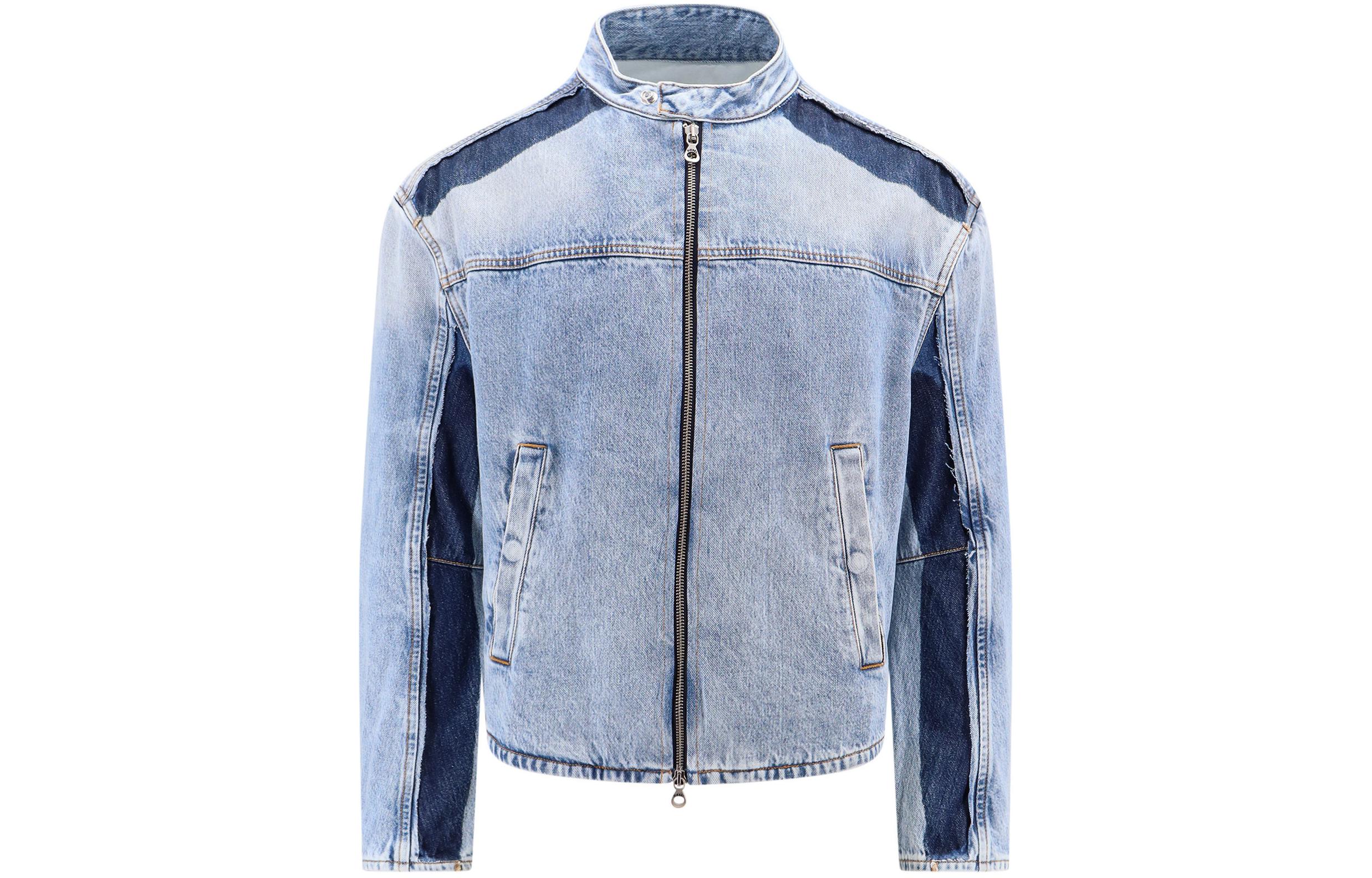 Diesel SS24 Blue Slim Fit Zip-Up Stand Collar Jacket with Side Pockets A131250GHAC-01