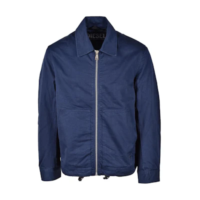 Diesel SS24 Blue Zip-Up Pocket Loose Fit Short Jacket Long Sleeve A026750K-BAX