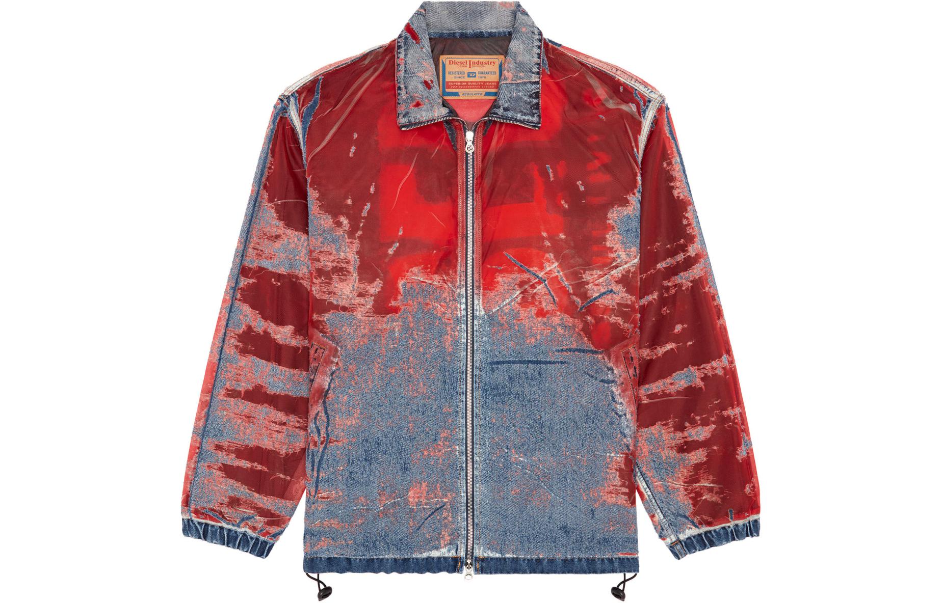 Diesel SS24 Casual Zip-Up Vintage Jacket Blue/Red A13640068MI-01