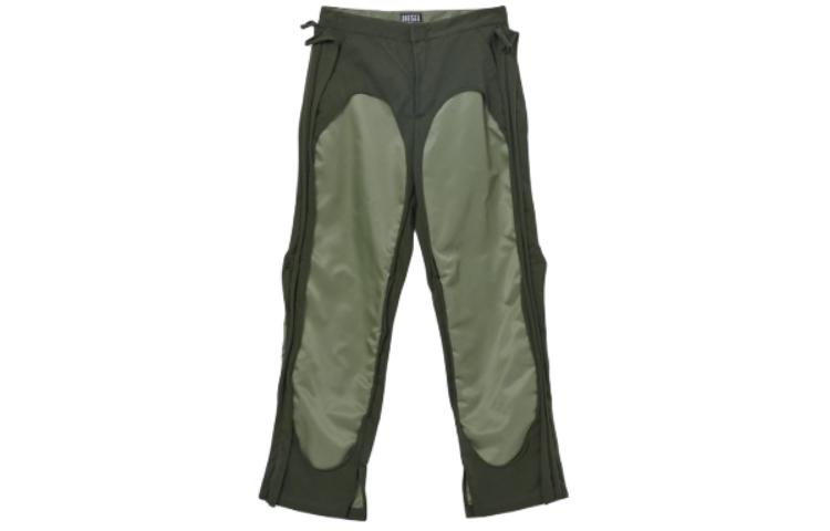 Order DIESEL SS24 Celana Hijau Pria Model Straight-Leg Warna Blok Casual A097870TGAN-5FR