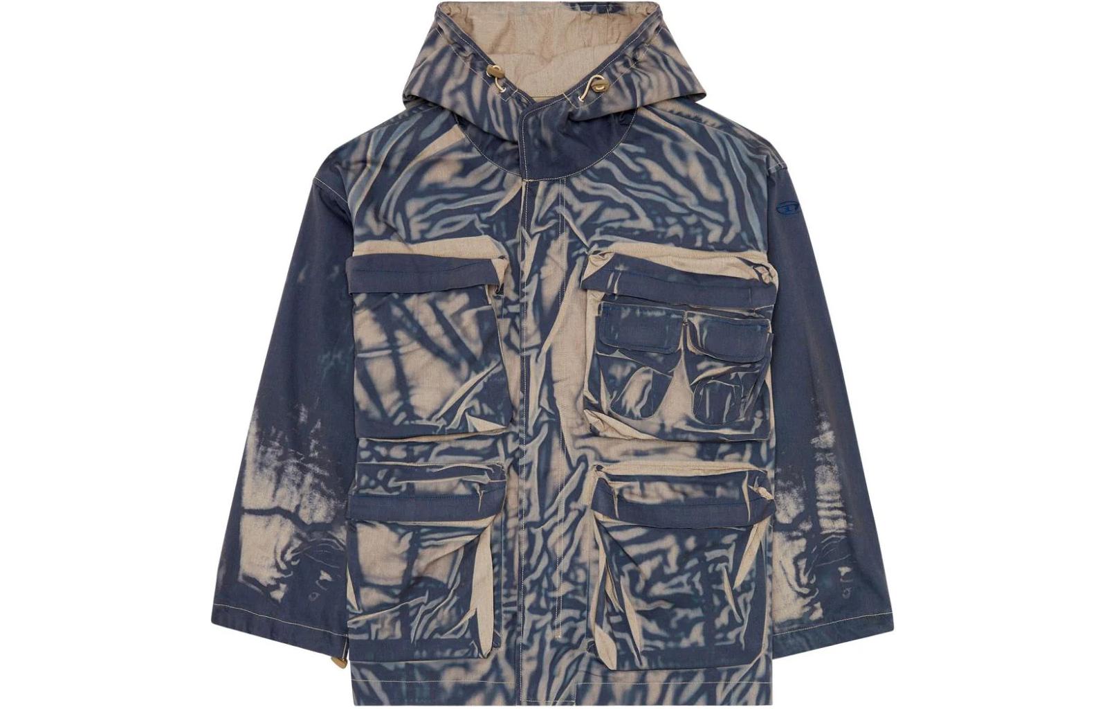 Diesel SS24 Crinkled Effect Hoodie Jacket - Gray A121560QHAY-7DH