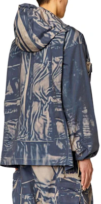 Diesel SS24 褶皱效果连帽夹克 - 灰色 A121560QHAY-7DH Shop Diesel SS24 褶皱效果连帽夹克 - 灰色 A121560QHAY-7DH