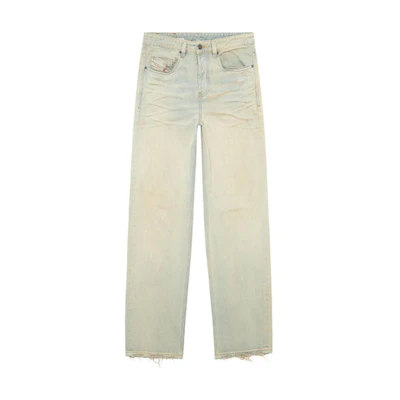 DIESEL SS24 D-MACRO Mid-Rise Loose Wide-Leg Washed Faded Jeans Men Light Blue A1282109H60-01