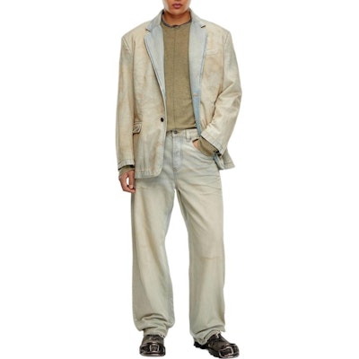 ディーゼル SS24 D-MACRO ミッドライズ ルーズ ワイドレッグ ウォッシュジーンズ ライトブルー メンズ A1282109H60-01 Shop ディーゼル SS24 D-MACRO ミッドライズ ルーズ ワイドレッグ ウォッシュジーンズ ライトブルー メンズ A1282109H60-01