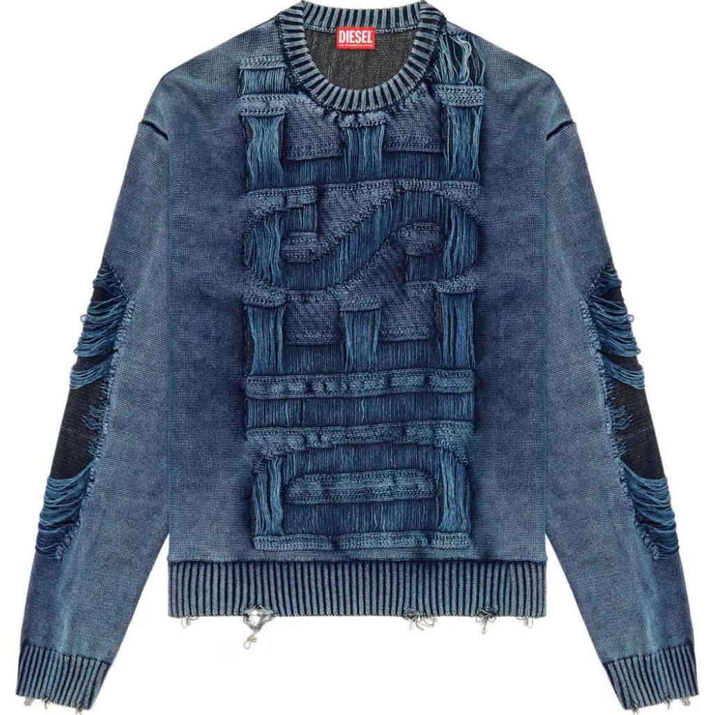 Order DIESEL SS24 男士蓝色渐变效果长袖针织圆领毛衣 A154780AJCZ-8AT