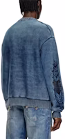 Shop DIESEL SS24 Faded Effect Crewneck Long Sleeve Knit Sweater Men Blue A154780AJCZ-8AT