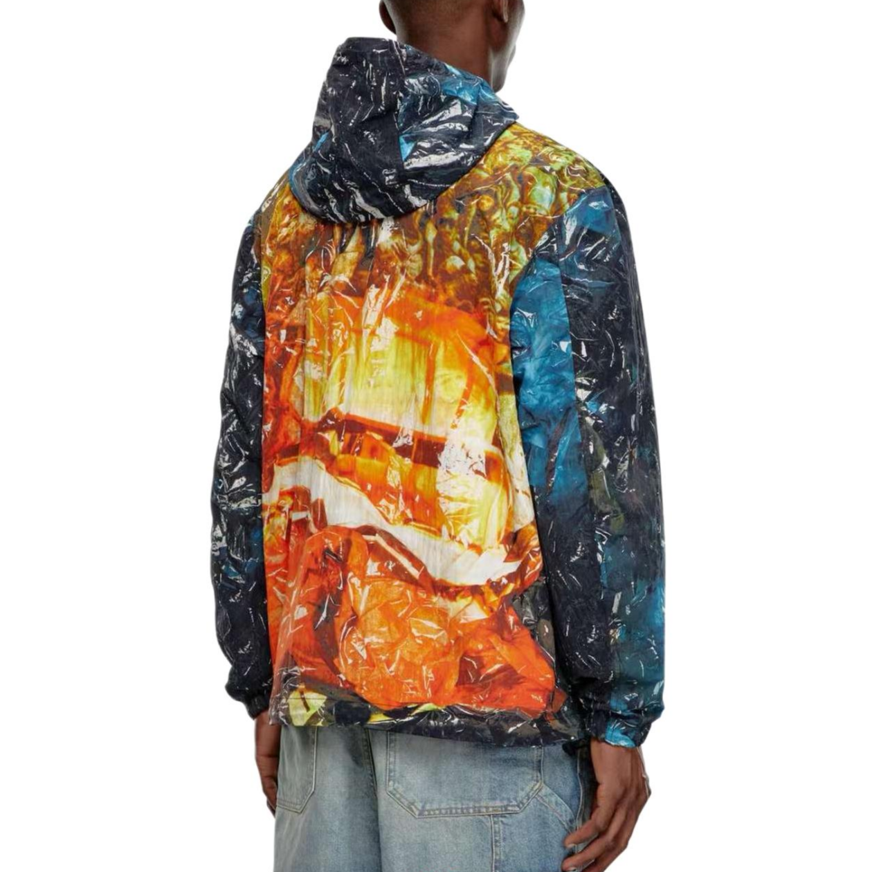 Shop DIESEL SS24 光澤火焰拉鍊帽夾克 男女通用 多色 A156140HPAH