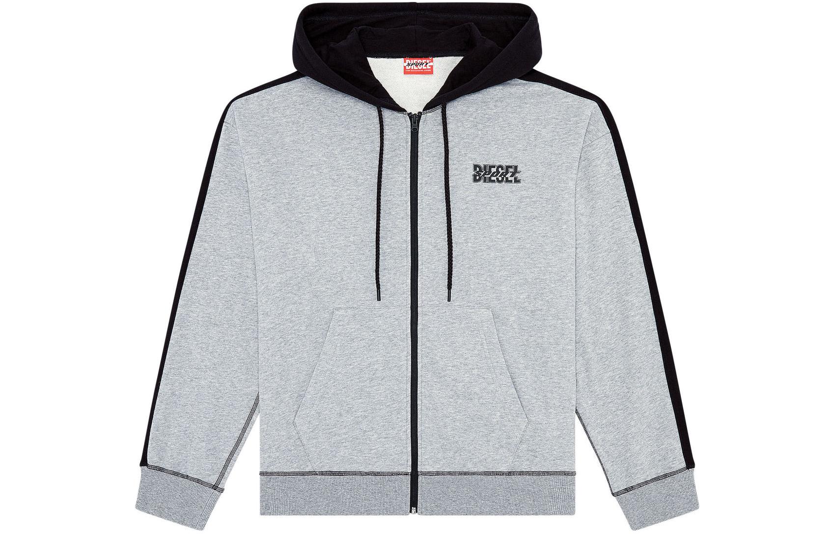 Order Diesel SS24 Light Grey Colorblock Hooded Zip Jacket A112800NEAH-E3843