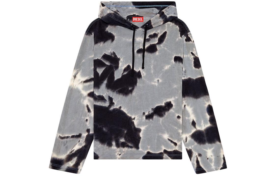 Diesel SS24 Loose Fit Tie-Dye Hoodie Men’s Black/Grey A133130CLAU-9XXA