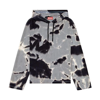 Diesel SS24 Loose Fit Tie-Dye Hoodie Men’s Black/Grey A133130CLAU-9XXA