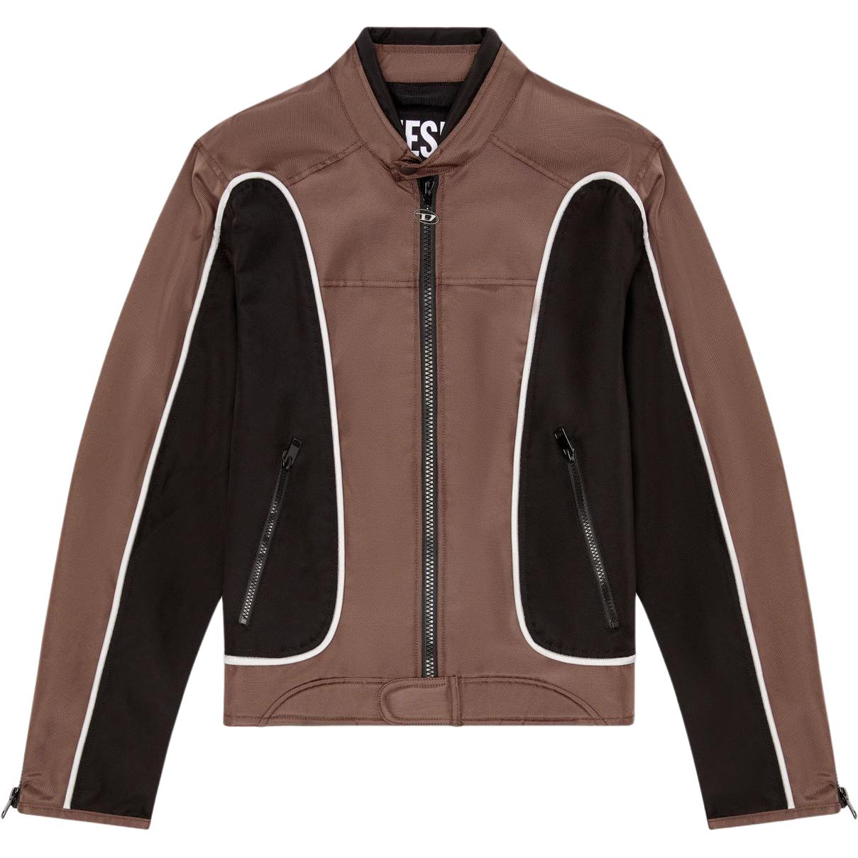 DIESEL SS24 Multi-Pocket Colorblock Zip Jacket Unisex Black/Brown A061320PDAI7ES