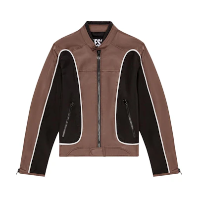 DIESEL SS24 Multi-Pocket Colorblock Zip Jacket Unisex Black/Brown A061320PDAI7ES