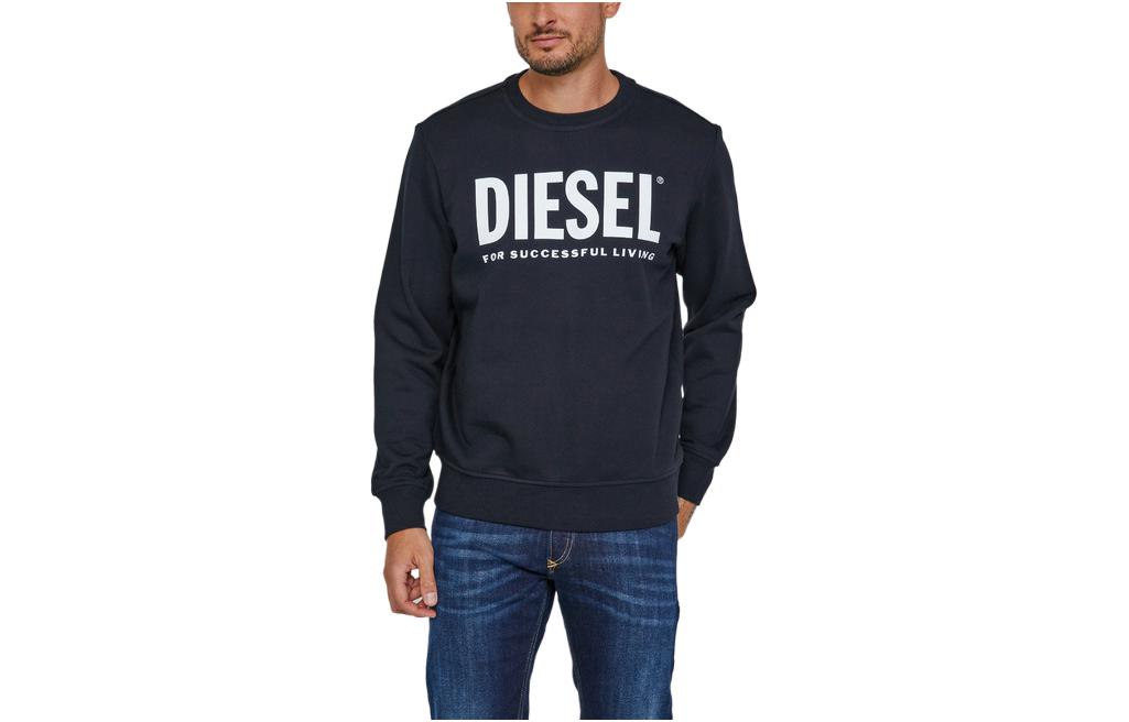 Diesel SS24 Navy Blue Logo Print Long-Sleeve Crewneck Sweatshirt 43172290NAVY-86V