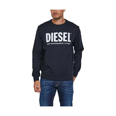 Diesel SS24 Navy Blue Logo Print Long-Sleeve Crewneck Sweatshirt 43172290NAVY-86V