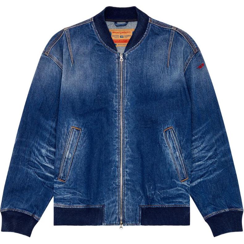 Diesel SS24 Navy Blue Loose Fit Embroidered Jacket with Zip Pockets A1312009I46-01