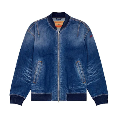 Diesel SS24 Navy Blue Loose Fit Embroidered Jacket with Zip Pockets A1312009I46-01