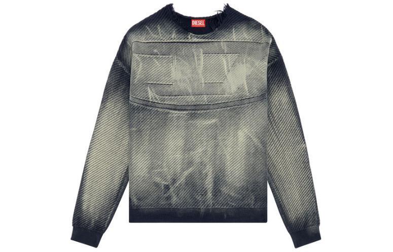 Order DIESEL SS24 OVAL-D Distressed Washed Effect Sweatshirt Men’s Navy Blue A131730KIAR-8AT
