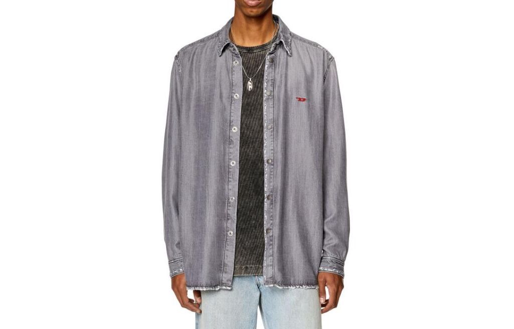 Order Diesel SS24 OVAL-D Gray Single-Breasted Slim Fit Long Sleeve Jacket A03534068G-I02