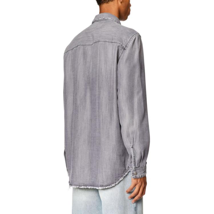 Shop Diesel SS24 OVAL-D Gray Single-Breasted Slim Fit Long Sleeve Jacket A03534068G-I02