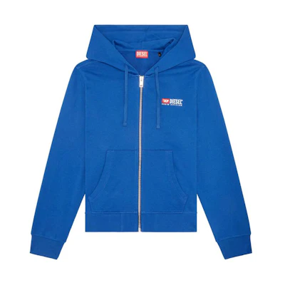 Diesel SS24 OVAL-D Hoodie with Zipper Pockets for Men Blue A037690GEAD-8EK