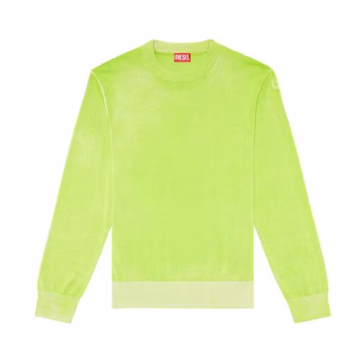 Diesel SS24 OVAL-D Letter Print Crewneck Long Sleeve Sweatshirt Fluorescent Green A111870BEAR-5KB