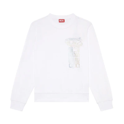 Diesel SS24 OVAL-D Logo Crewneck Pullover Sweatshirt White A125040HAYT-100