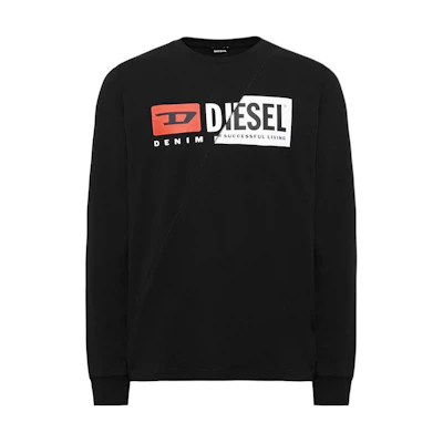 Diesel SS24 OVAL-D Logo Print Crewneck Long Sleeve Sweatshirt Black A003510091A-900