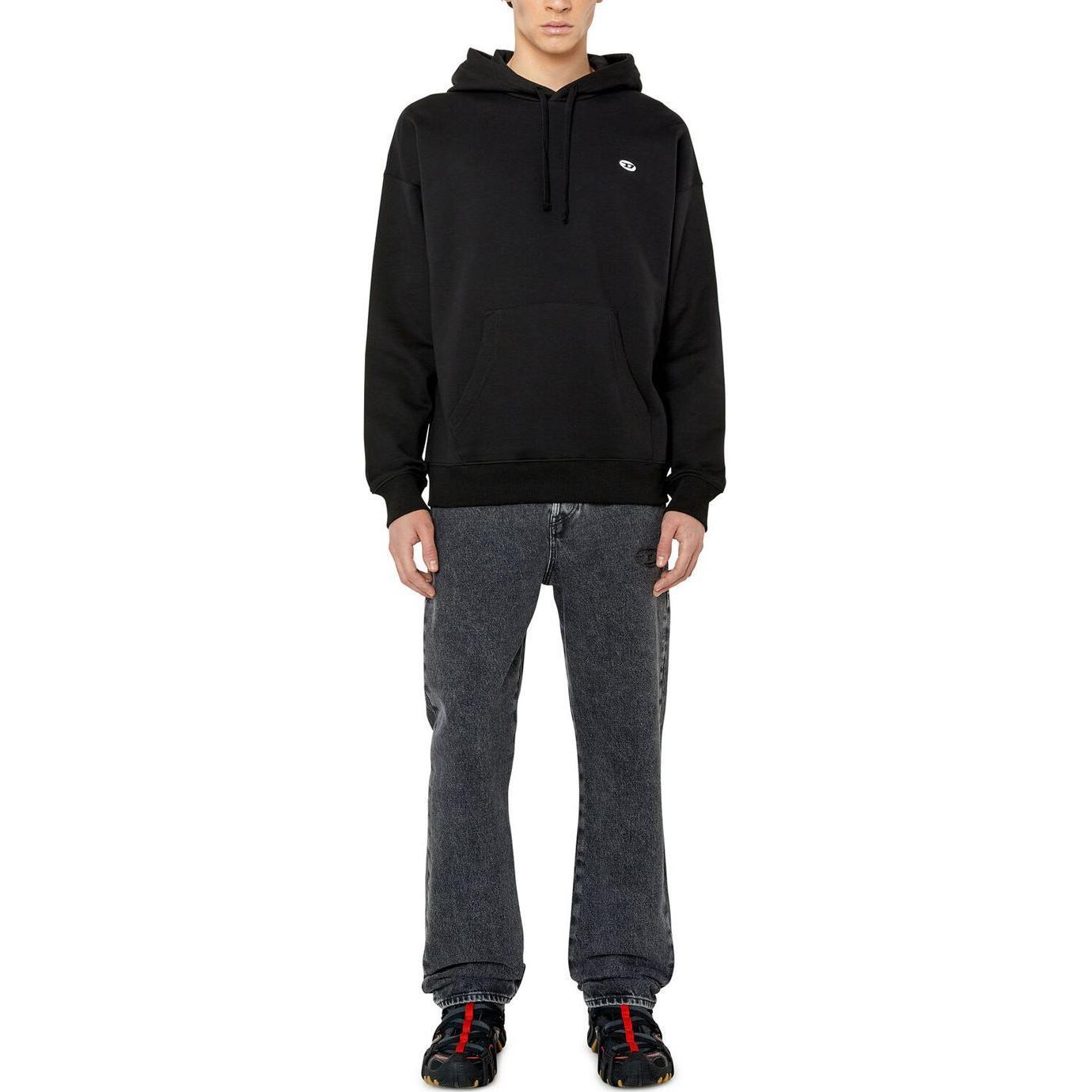 Lookbook DIESEL SS24 Oval-D Logo Cetak Hoodie Hitam A037860BKAF-9XX