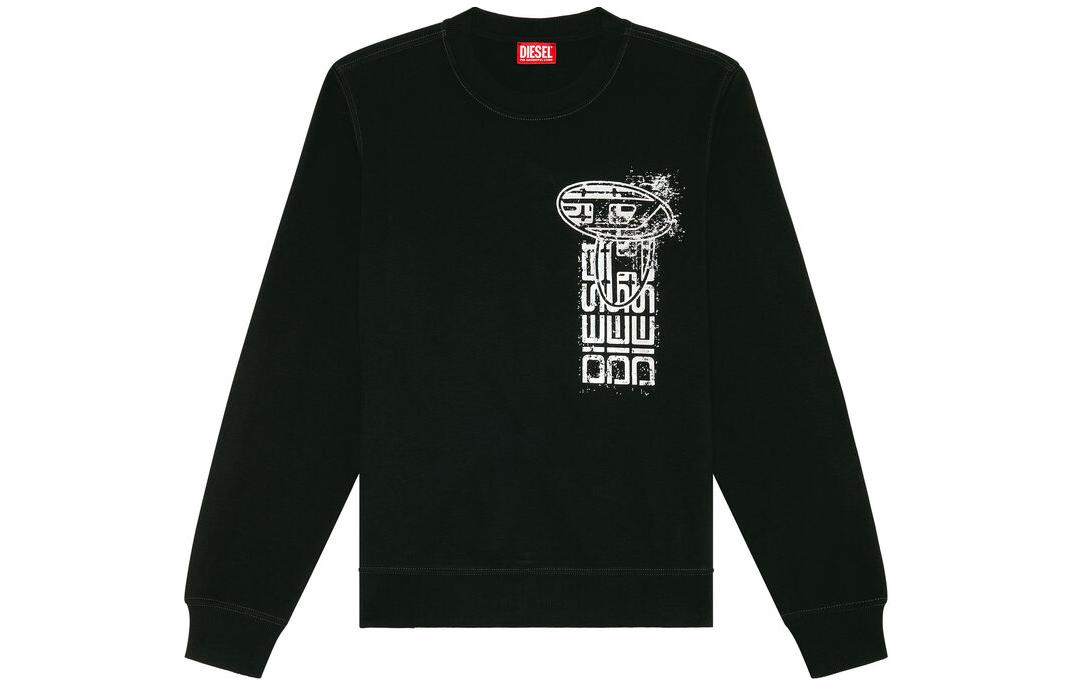 Diesel SS24 Oval-D Logo Pullover Crewneck Sweatshirt Black A125040HAYT-9XX